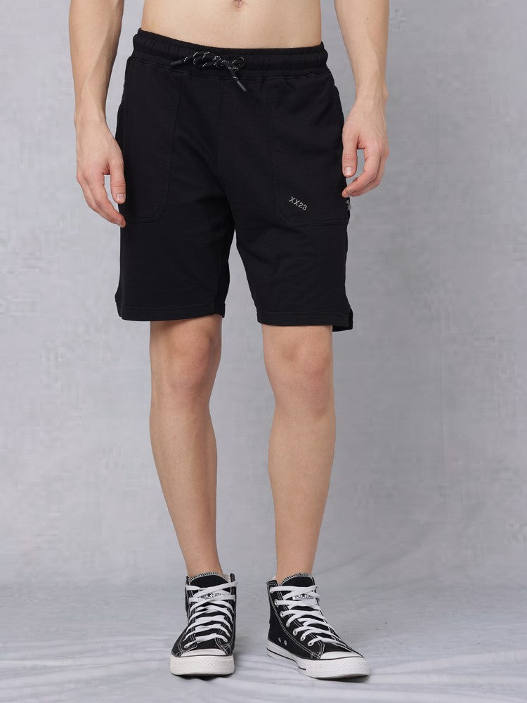 Utility Solid Shorts with Back Print