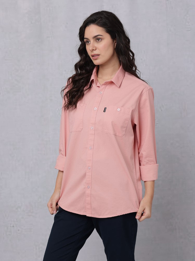 Utility Solid Shirt Pastel Rose with Double Pocket#color_pastel-rose