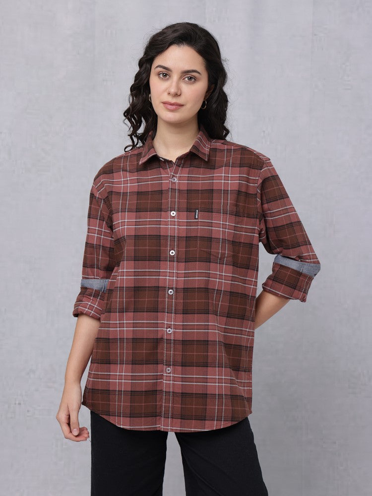 Dark Tonal-Coloured Check Woven Shirt