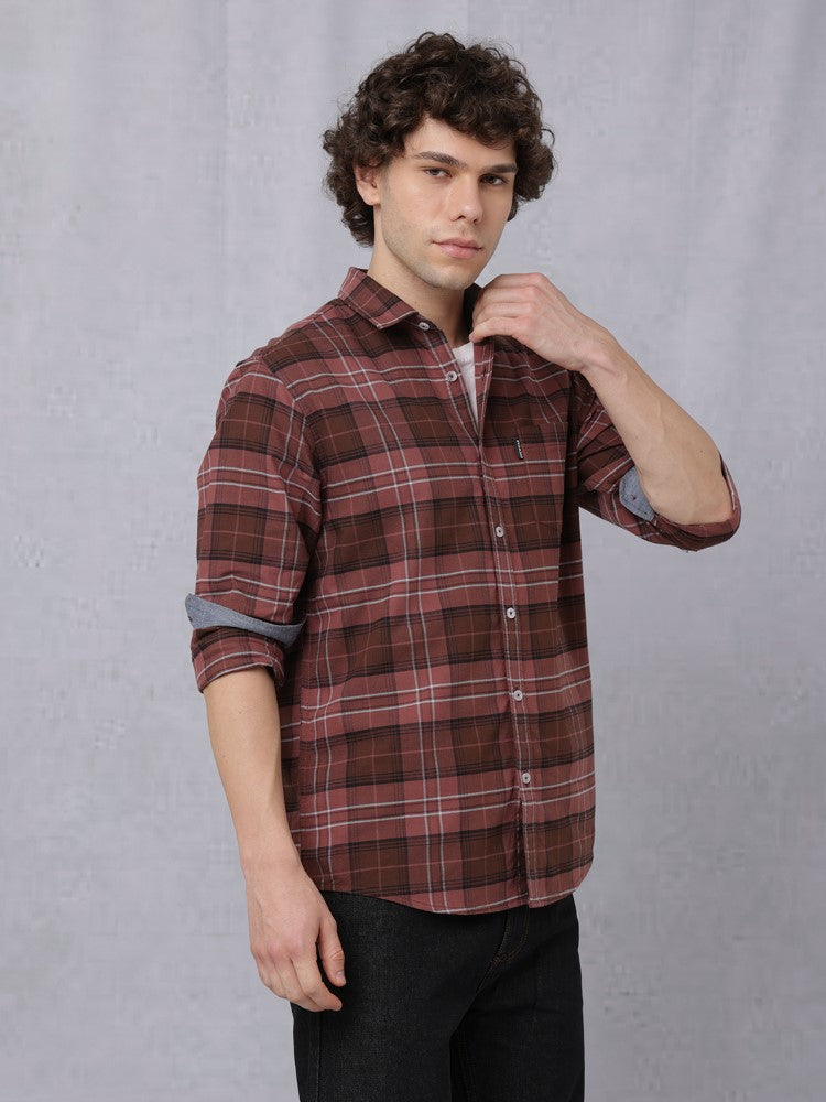 Dark Tonal-Coloured Check Woven Shirt