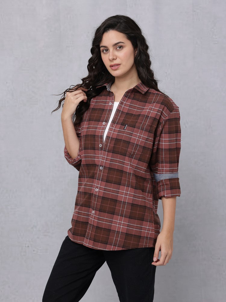 Dark Tonal-Coloured Check Woven Shirt