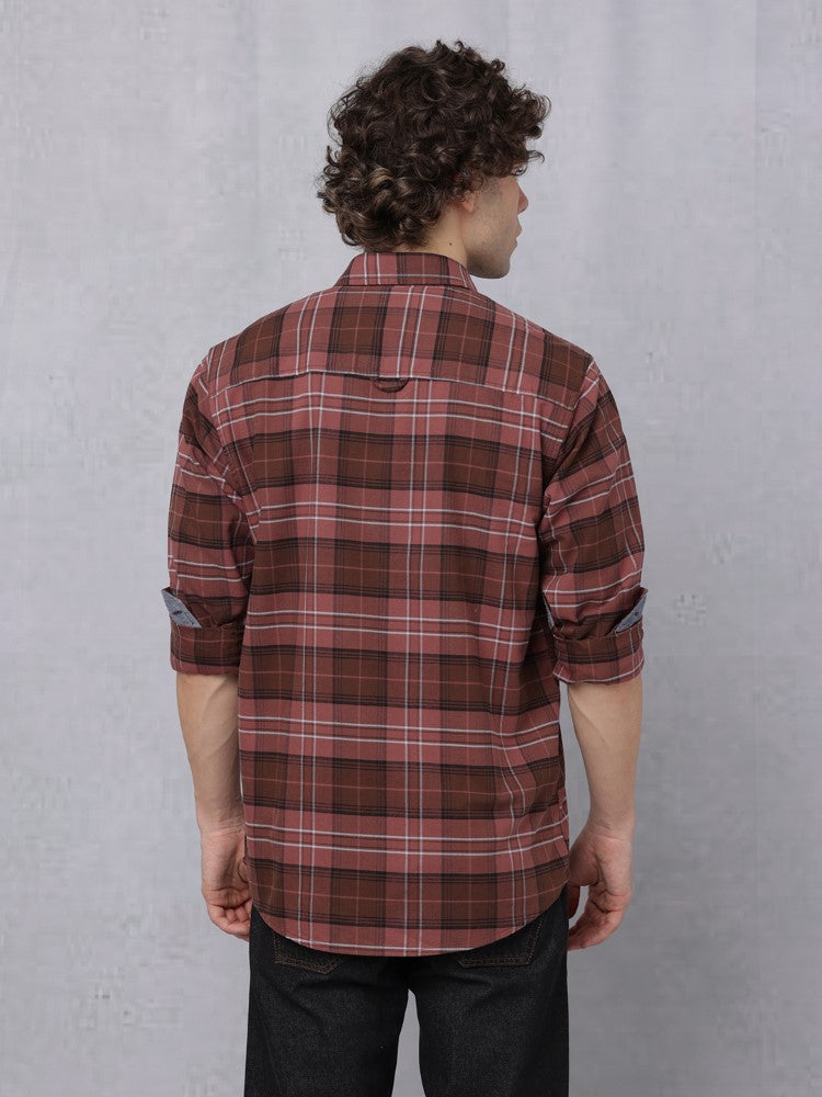 Dark Tonal-Coloured Check Woven Shirt
