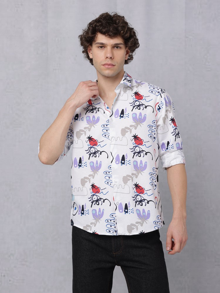 Multi Coloured Doodle All Over print Woven Shirt
