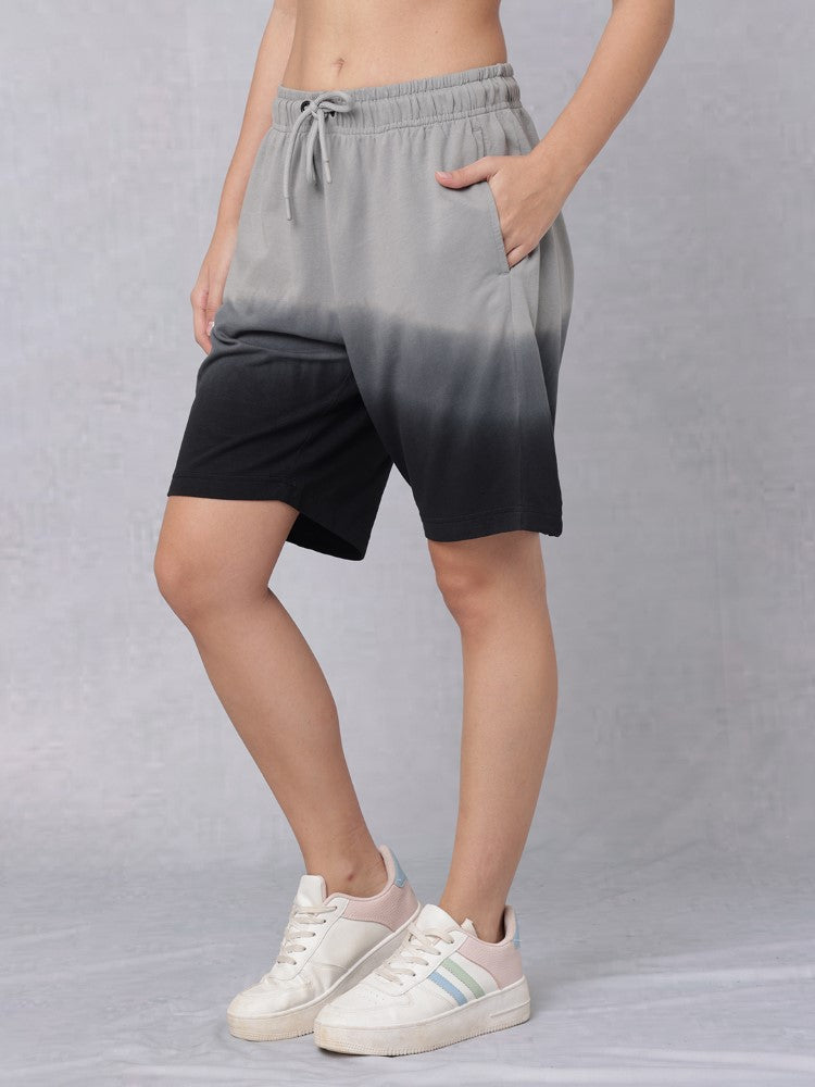 Ombre Shorts with Bold Word Print