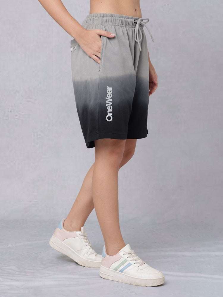 Ombre Shorts with Bold Word Print