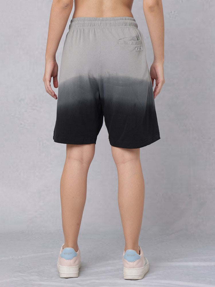 Ombre Shorts with Bold Word Print