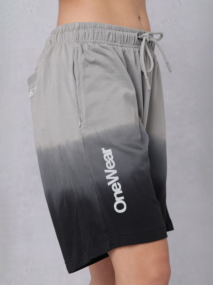 Ombre Shorts with Bold Word Print
