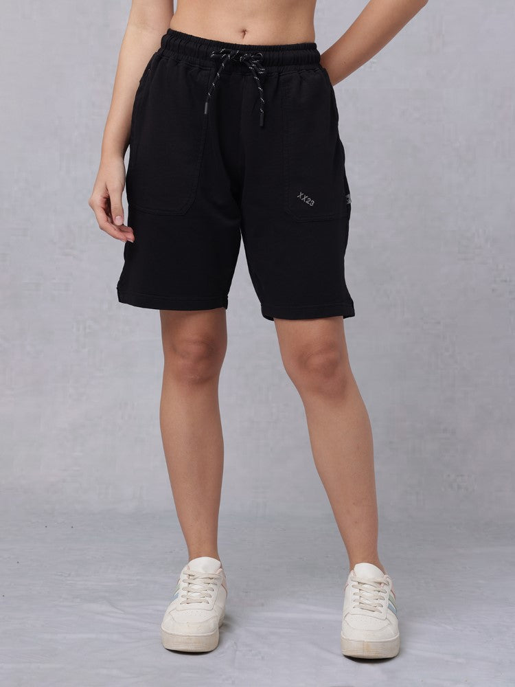 Utility Solid Shorts with Back Print