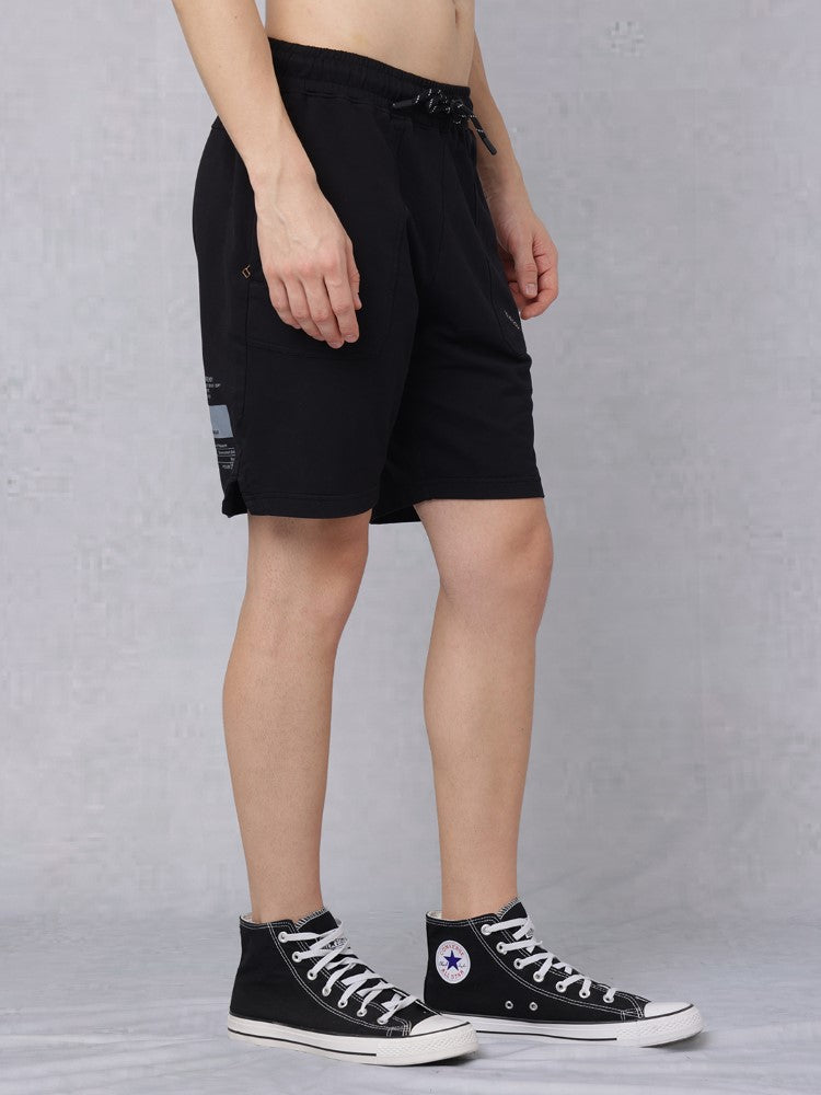 Utility Solid Shorts with Back Print