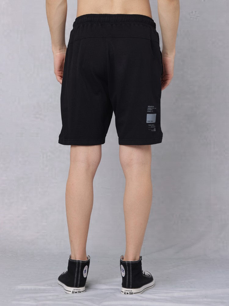 Utility Solid Shorts with Back Print