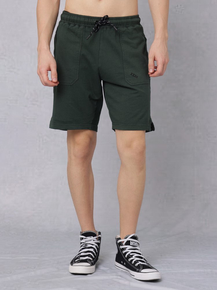Utility Solid Shorts with Back Print