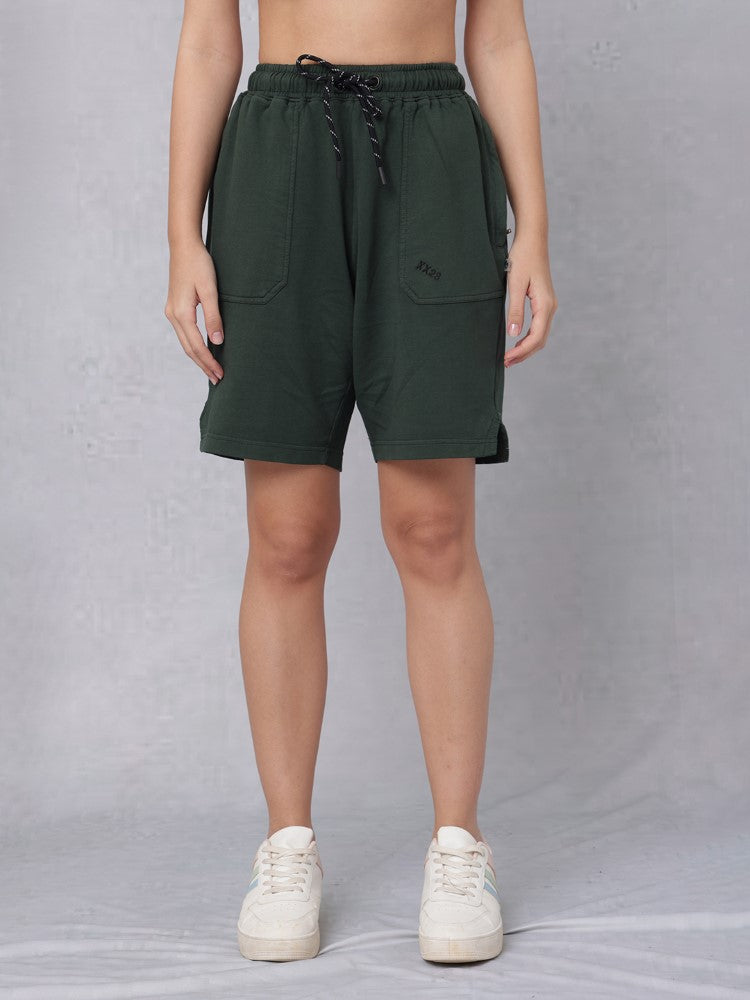 Utility Solid Shorts with Back Print