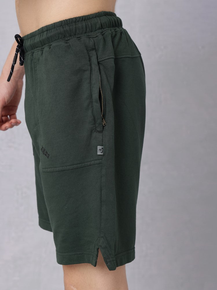 Utility Solid Shorts with Back Print