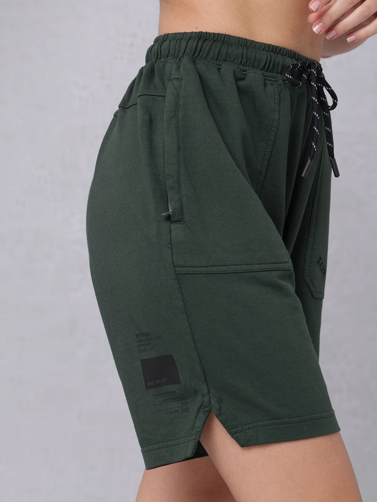 Utility Solid Shorts with Back Print