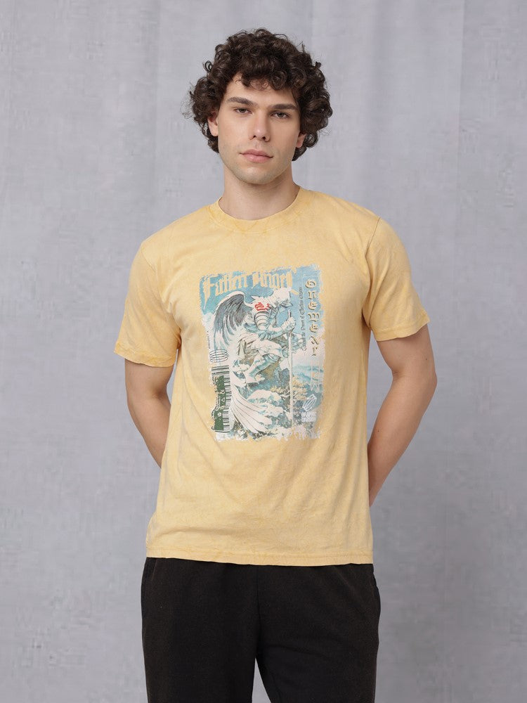 Lava Wash Chest Print Crew Neck T-Shirt