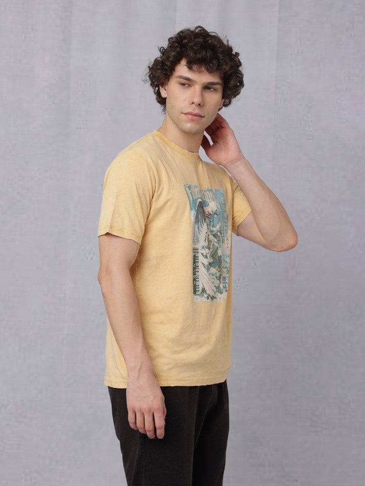 Lava Wash Chest Print Crew Neck T-Shirt