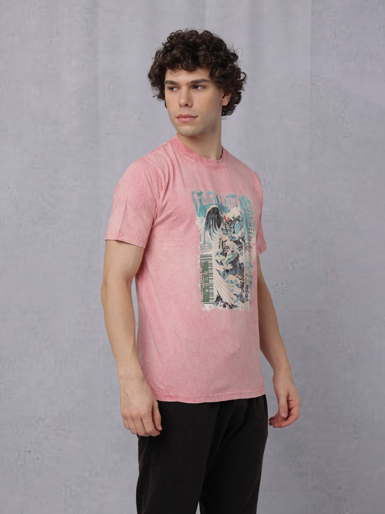 Lava Wash Chest Print Crew Neck T-Shirt