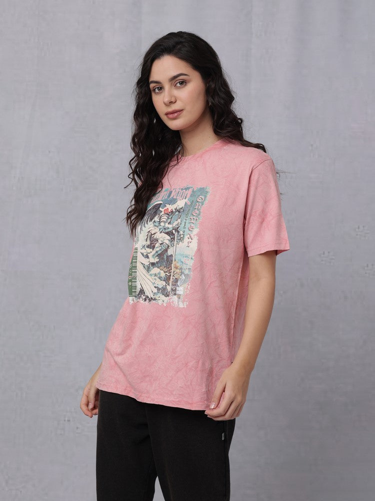Lava Wash Chest Print Crew Neck T-Shirt
