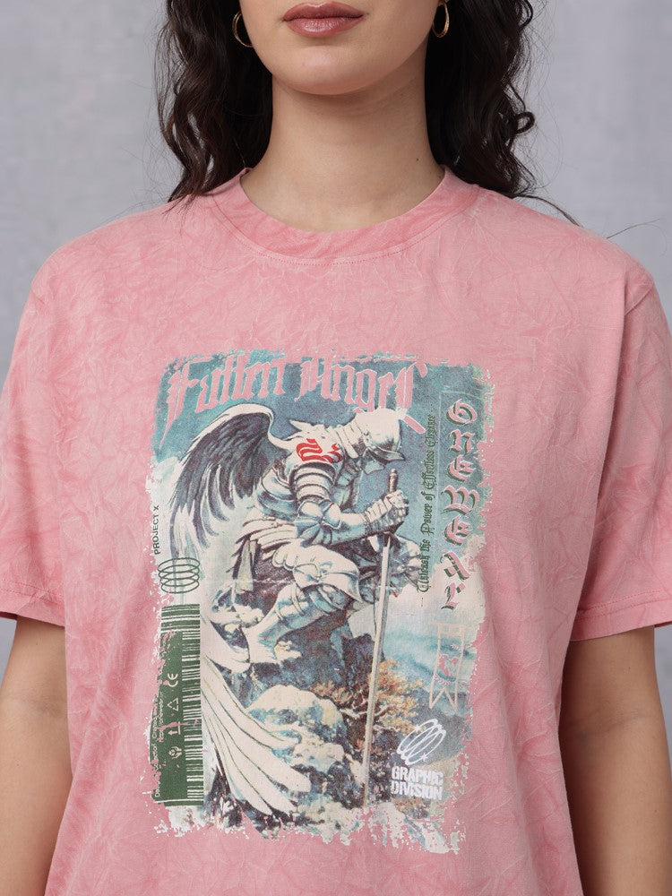 Lava Wash Chest Print Crew Neck T-Shirt