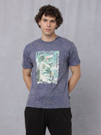 Lava Wash Chest Print Crew Neck T-Shirt