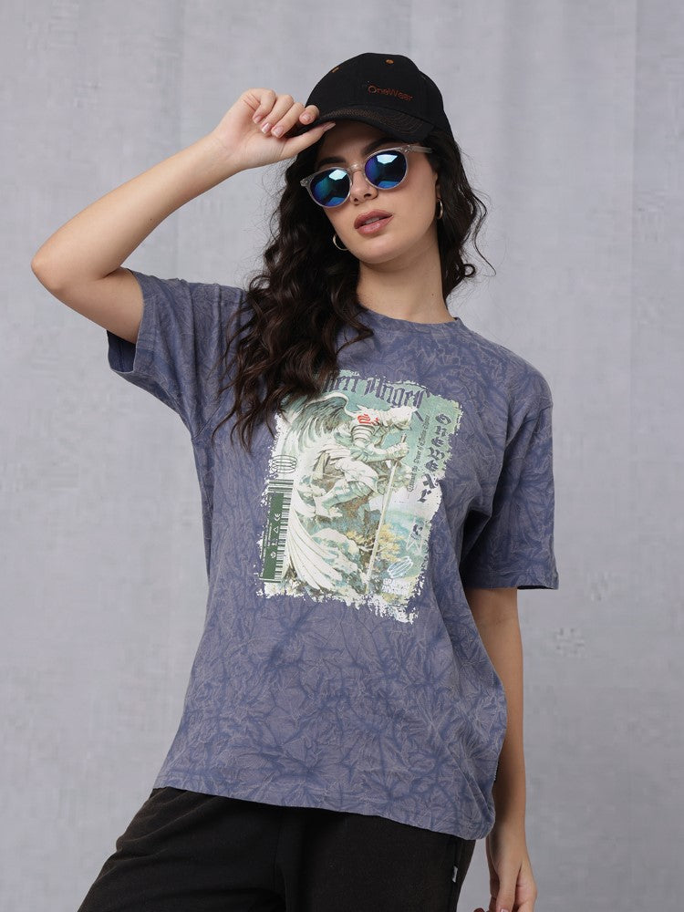 Lava Wash Chest Print Crew Neck T-Shirt