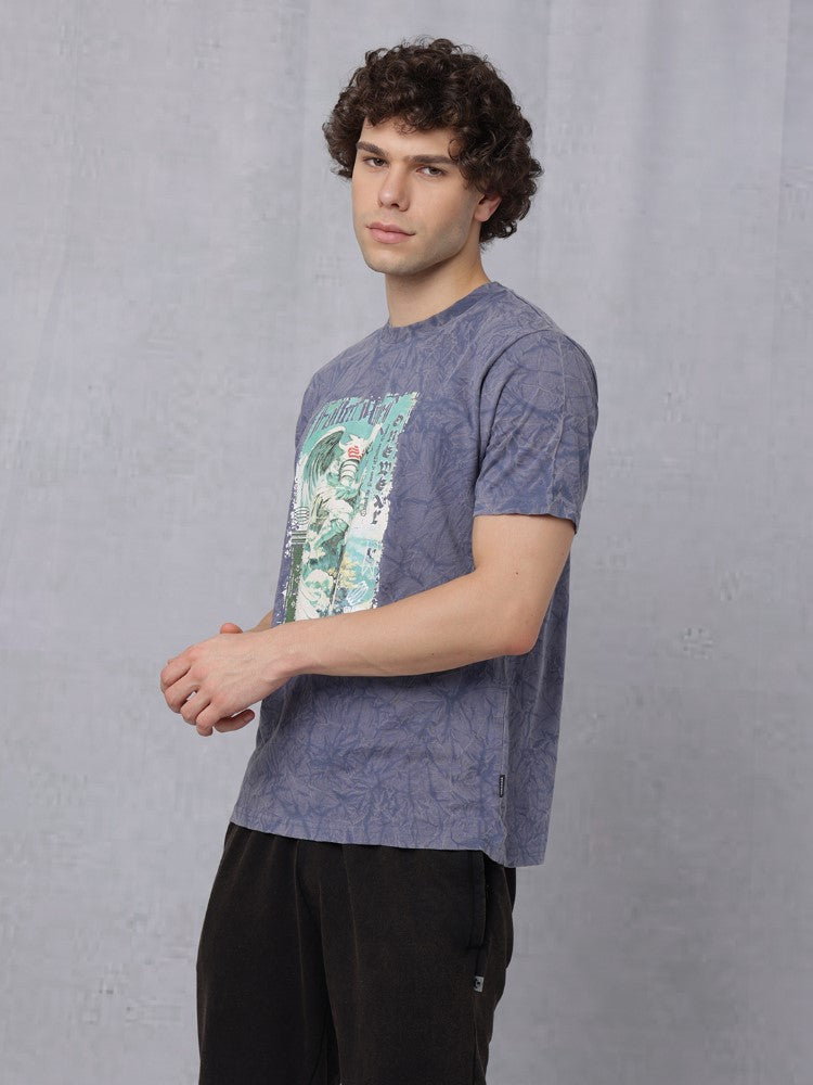 Lava Wash Chest Print Crew Neck T-Shirt