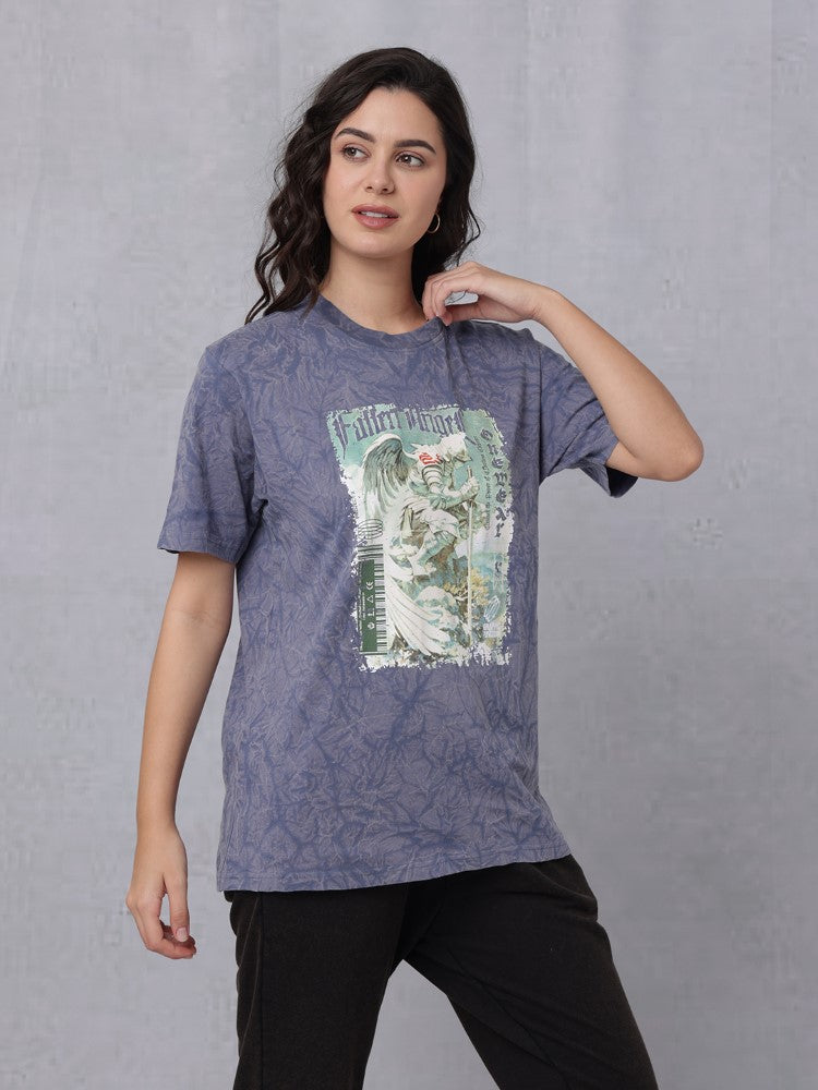 Lava Wash Chest Print Crew Neck T-Shirt