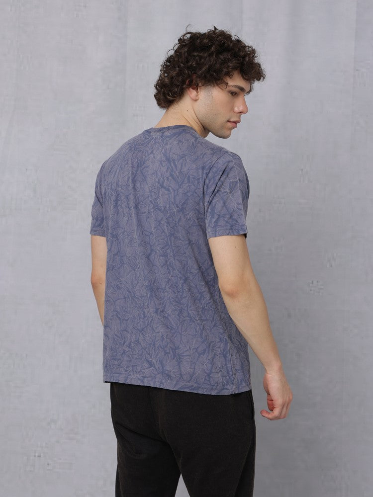 Lava Wash Chest Print Crew Neck T-Shirt