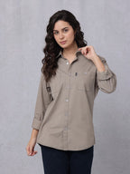 Utility Solid Shirt Pastel Brown with Double Pocket#color_pastel-brown