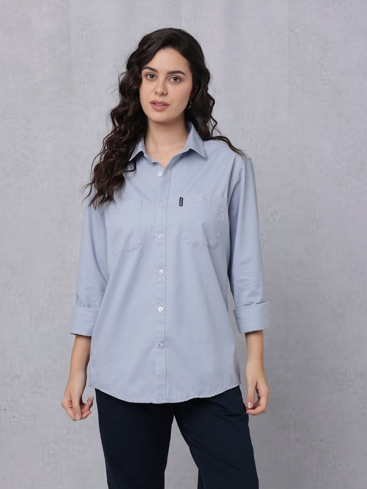 Utility Solid Shirt Pastel Blue with Double Pocket#color_pastel-blue
