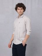 Utility Solid Shirt Pastel Greywith Double Pocket#color_pastel-grey