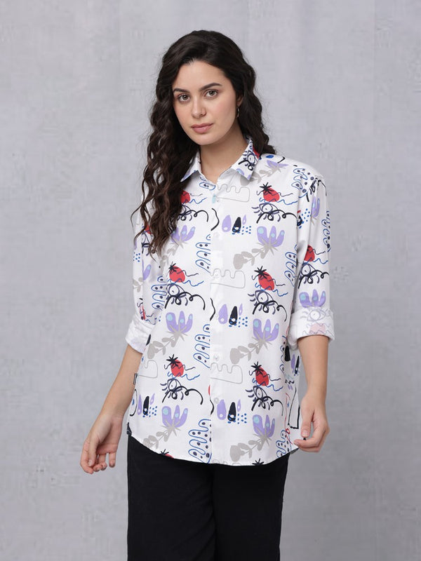 Multi Coloured Doodle All Over print Woven Shirt