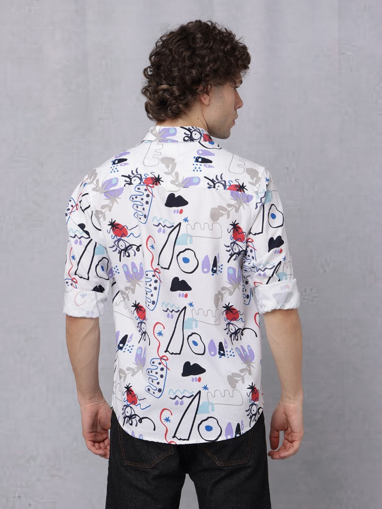 Multi Coloured Doodle All Over print Woven Shirt