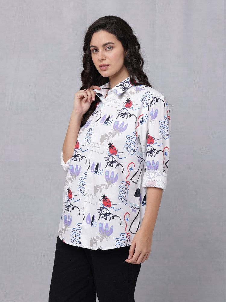 Multi Coloured Doodle All Over print Woven Shirt